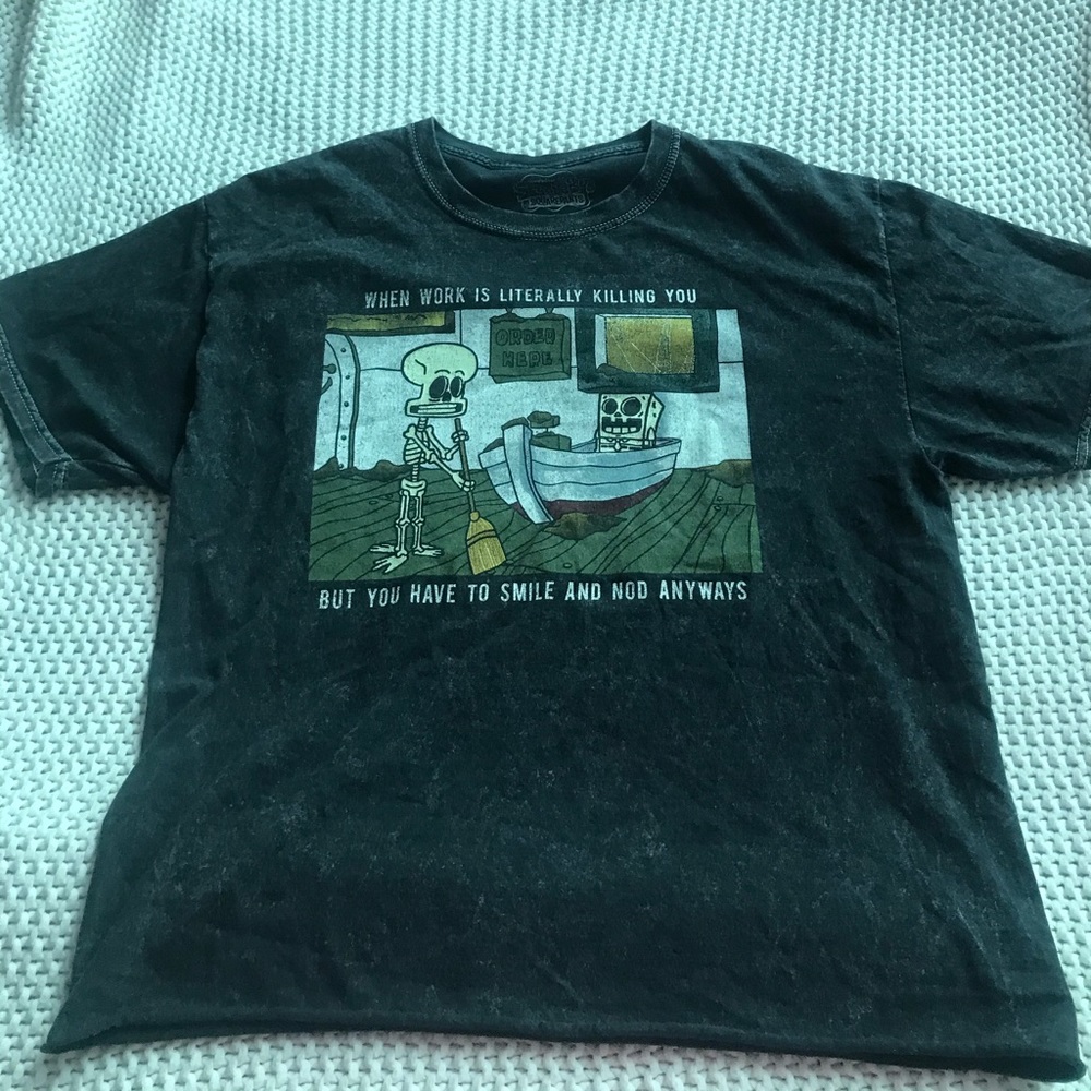 Sponge bob square pants black cropped shirt